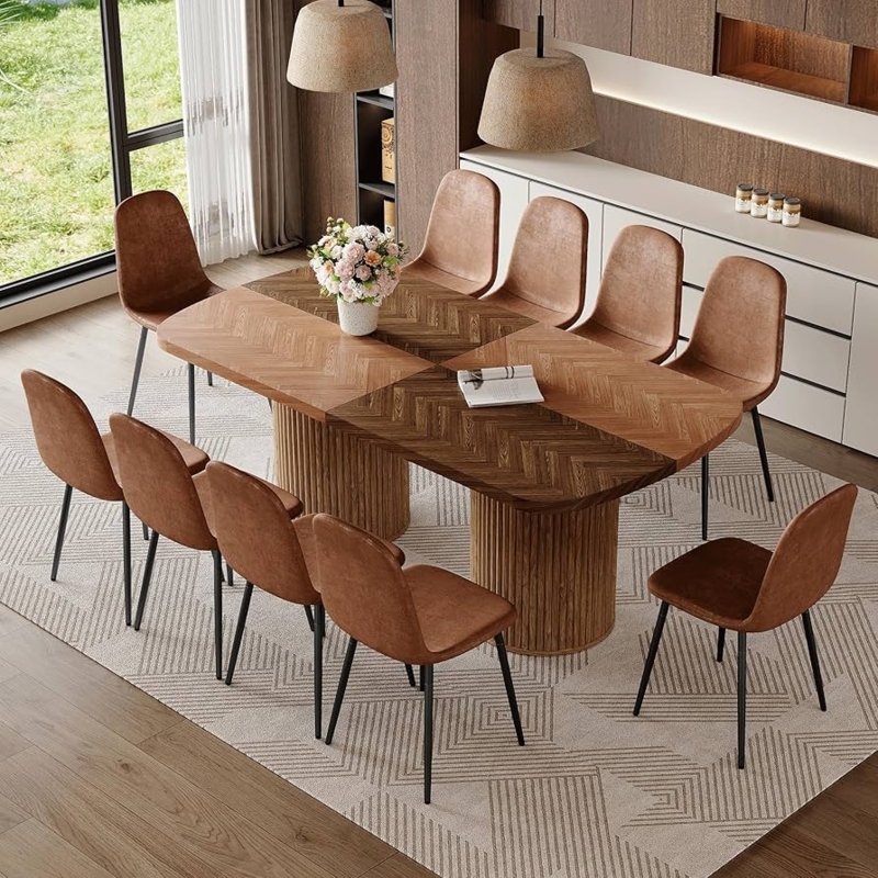Dining Room Set Large Mid Century Dark Wood Tapered Legs