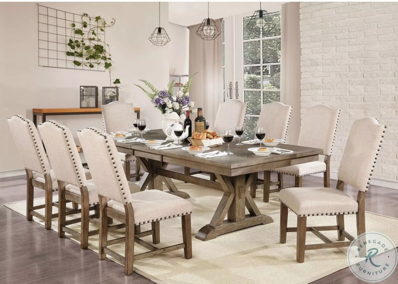 Dining Room Set Light Oak Rectangular Top Transitional Design Ideas