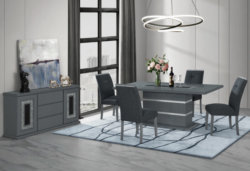 Dining Room Set Marble Effect Chrome Sled Base Chairs