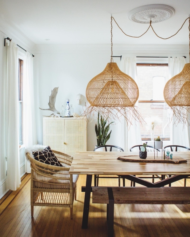 Dining Room Set: Round Pedestal Table with Caned Back Chairs
