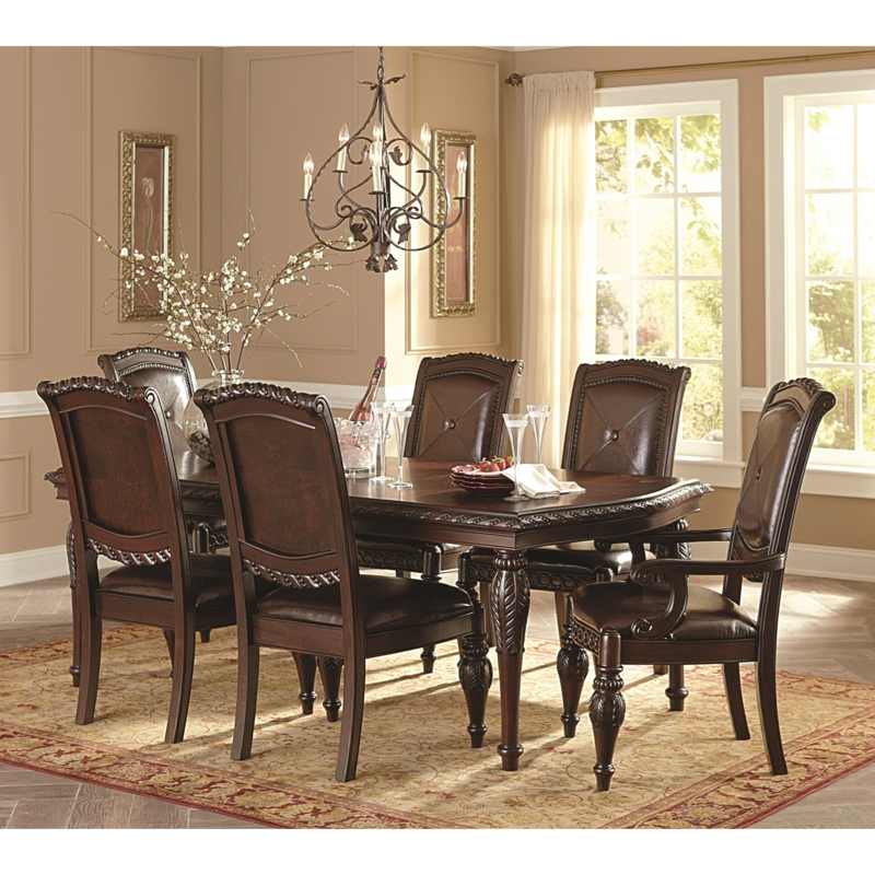Dining Room Set Traditional Ornate Carved Wood with Formal Seating