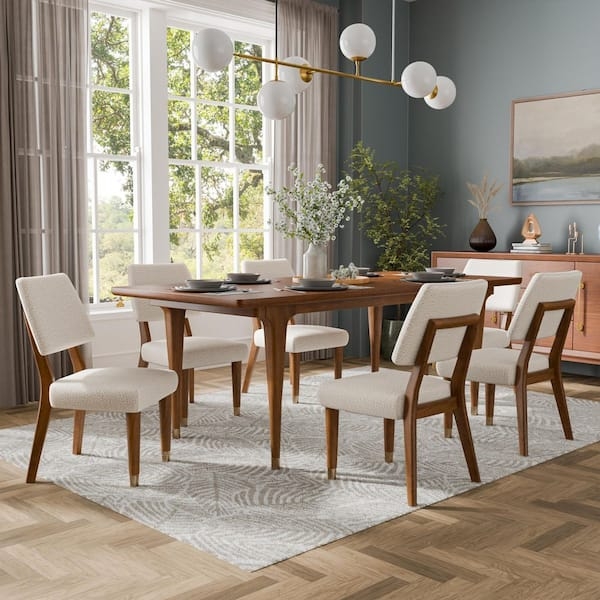 Dining Room Set Walnut Gold Capped Legs Tapered Mid Century