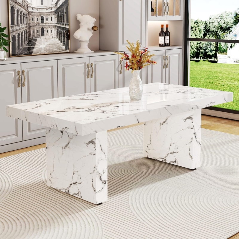 Dining Room Set with Fluted Pedestal Base and Charcoal Chairs