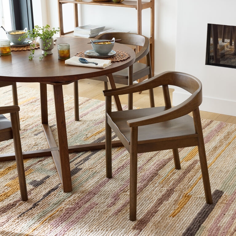 Dining Seating Set Low Back Umber Finish Tapered Legs Mid-Century