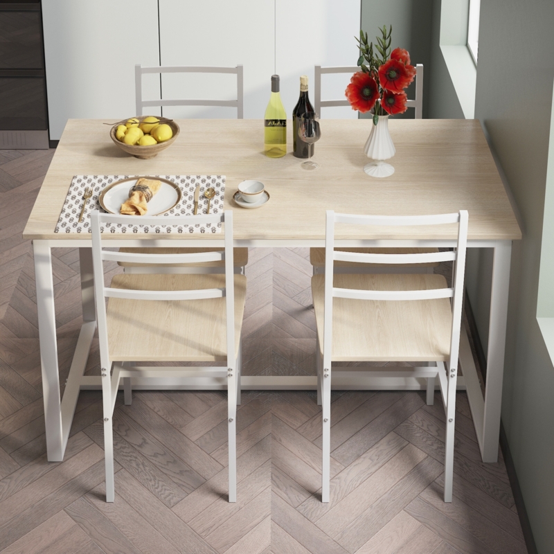 Dining Set 3-Piece Compact Light Tone Curved Backrests