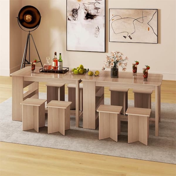Dining Set 5-Piece Integrated Shelving Counter Height Tuck-Away Stools