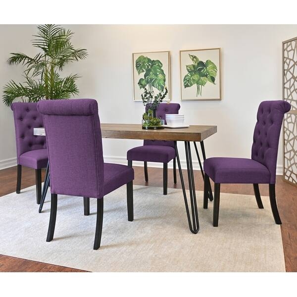Dining Set 6-Piece Dark Wood Upholstered Bench Slatted Chairs