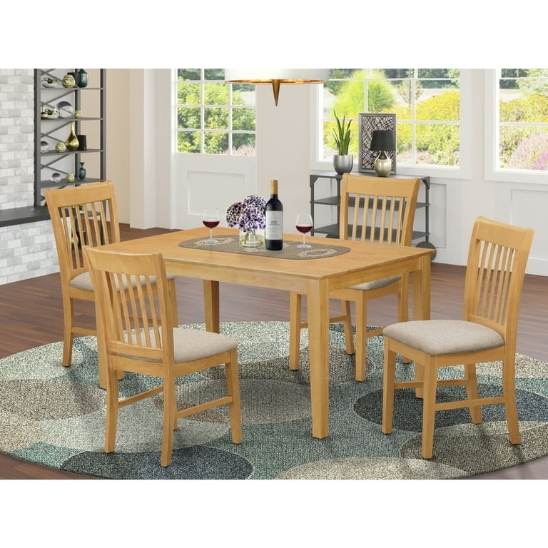 Dining Set 7-Piece Craftsman Slat Back Chairs Wood Toned Finish