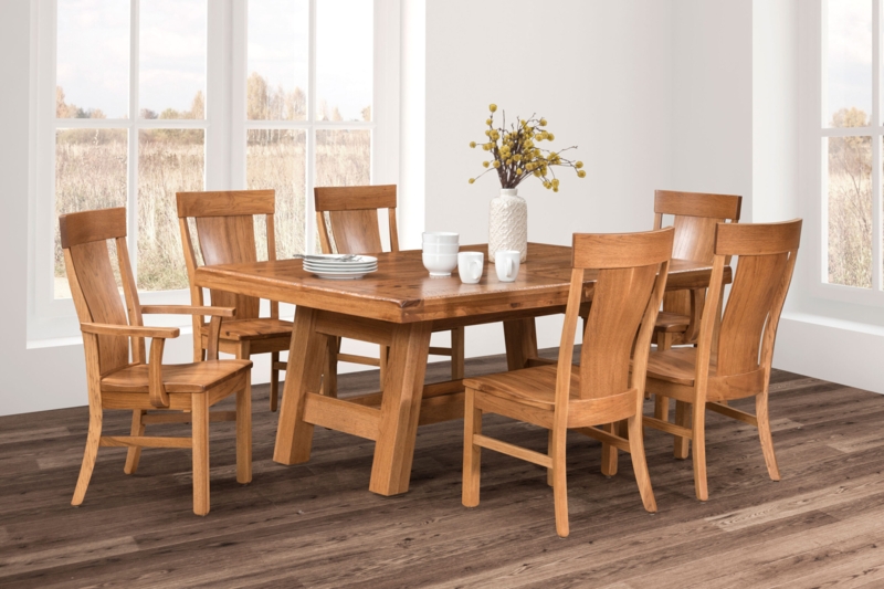 Dining Set 7 Piece Solid Wood Slat Back Craftsman Style