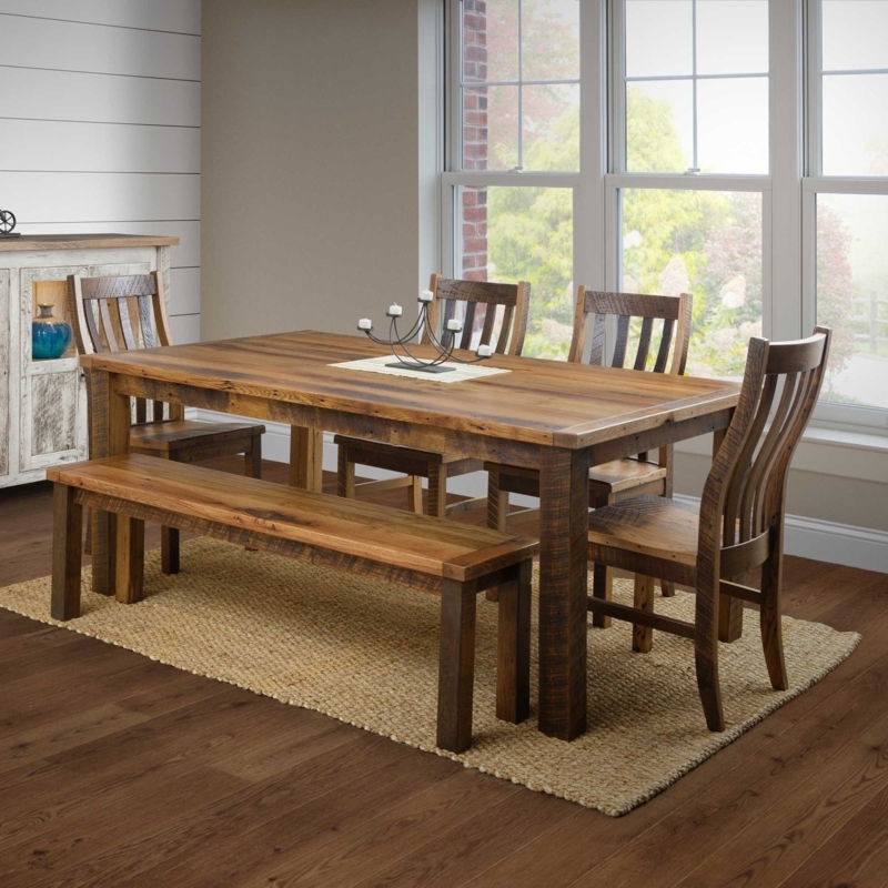 Dining Set, 7-Piece Trestle Table & High-Back Slat Chairs