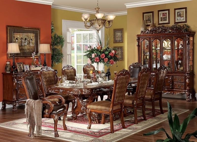 Dining Set 9 Piece Cherry Double Pedestal Expandable