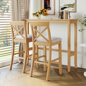 Dining Set Bar Height Integrated Shelving Backless Stools Farmhouse