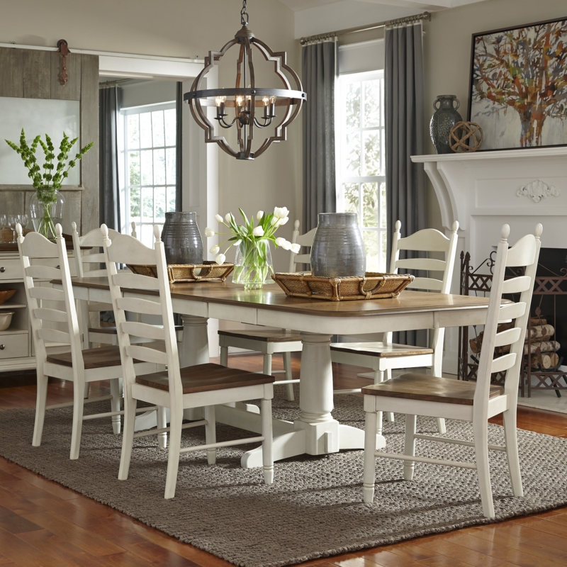 Dining Set Dark Espresso Wood Upholstered Back Chairs Cream Fabric Finish
