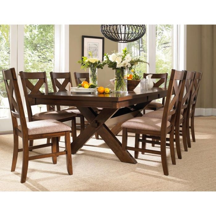 Dining Set Double X Back Espresso Finish Transitional Tapered Legs