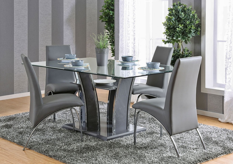Dining Set featuring Architectural Trestle Base and High Back Chairs