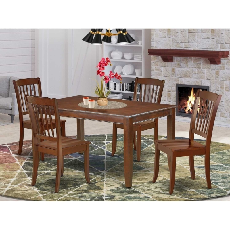 Dining Set High-Back Upholstery Rustic Wood Trestle Table Mountain Lodge