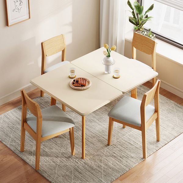 Dining Set Light Wood Spindle Back Tapered Legs Scandinavian Style