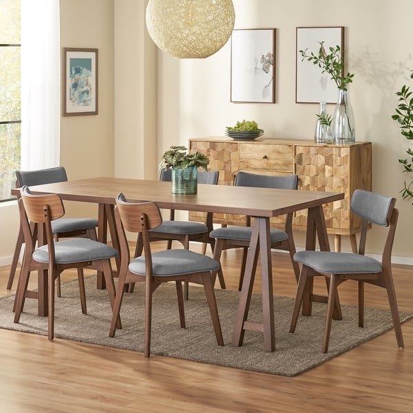 Dining Set Mid-Century Modern A-Frame Curved Back Walnut