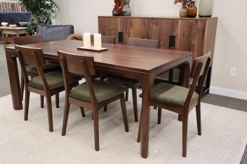 Dining Set Oval Trestle Base Walnut Wood Beige Curved Back Chairs