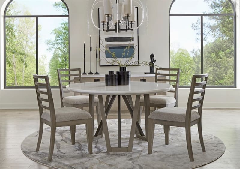 Dining Set Quartz Top Round Pedestal Base Contemporary Dining Room