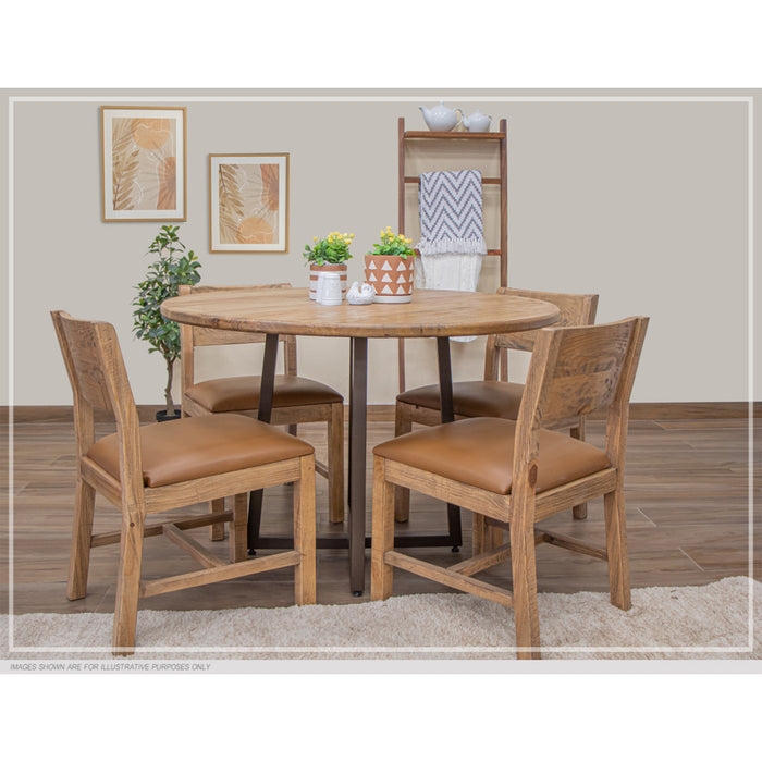 Dining Set Round Pedestal Base & Curved Arched Backrest, Contemporary