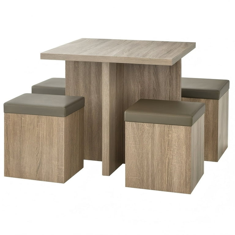 Dining Set Splayed Legs Taupe Finish Curved Back Chairs