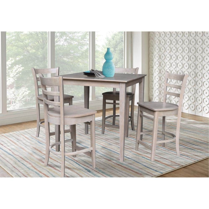 Dining Set Transitional Farmhouse Counter Height Ladder Back Stools