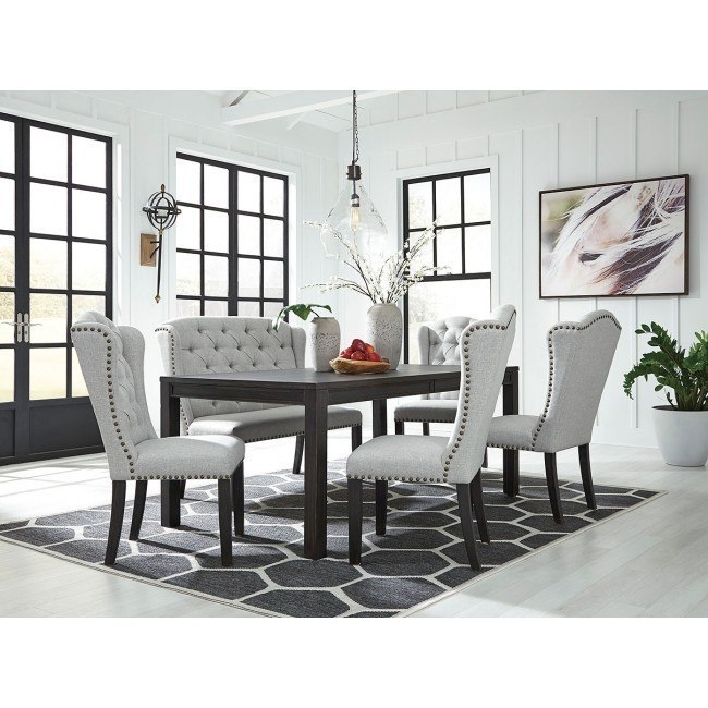 Dining Set Transitional Set Turned Legs Oval Back Chairs