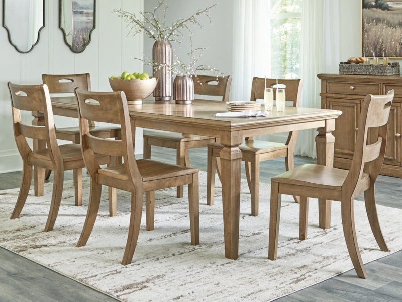 Dining Set: Two-Tone Trestle Table with Button Tufted Chairs