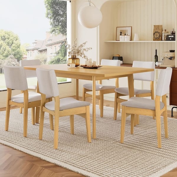 Dining Set Two-Toned Wood Modern Farmhouse for Six
