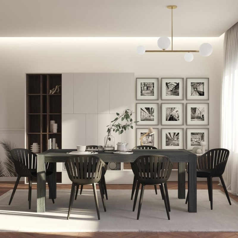Dining Set Weathered Wood Curved Ladder Back Chairs