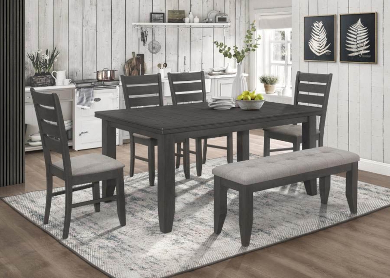 Dining Set with Bench Tapered Oak Legs Upholstered Seats