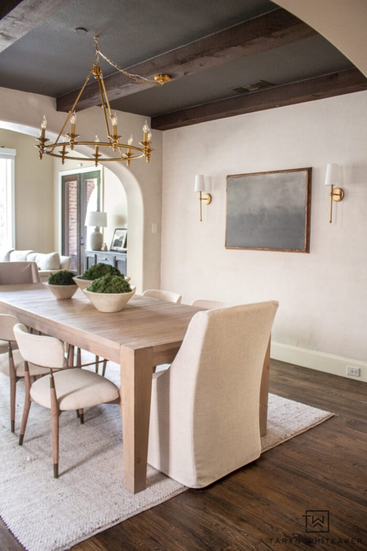 Dining Set with Black Spindle Chairs in Modern Transitional Layout