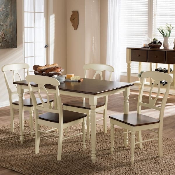 Dining Set with Two-Tone Finish, French Country Style, Napoleon Back Chairs