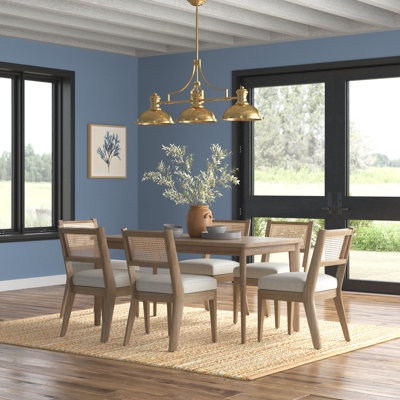 Dining Set Wood Table with Ladder Back Chairs and Padded Seats