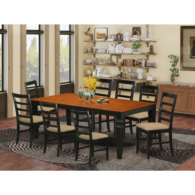 Dining Set X-Brace Trestle Base Two-Tone Finish Rustic Slat Back