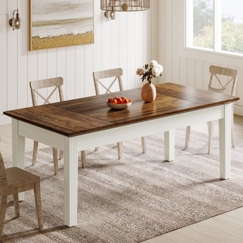 Dining Table 62-Inch Rectangular Wood Top Black Splayed Legs