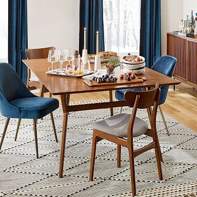 Dining Table Acorn Finish Beveled Top Rectangular Wood Tapered Legs