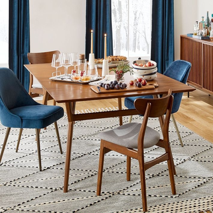 Dining Table Acorn Finish Splayed Legs Extendable Rectangular Top