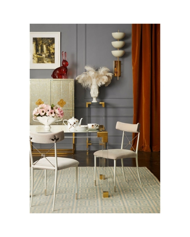 Dining Table Acrylic Frame Rectangular White Top Glam Style