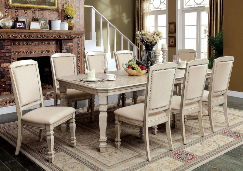 Dining Table Antique White Double Pedestal French Country Style