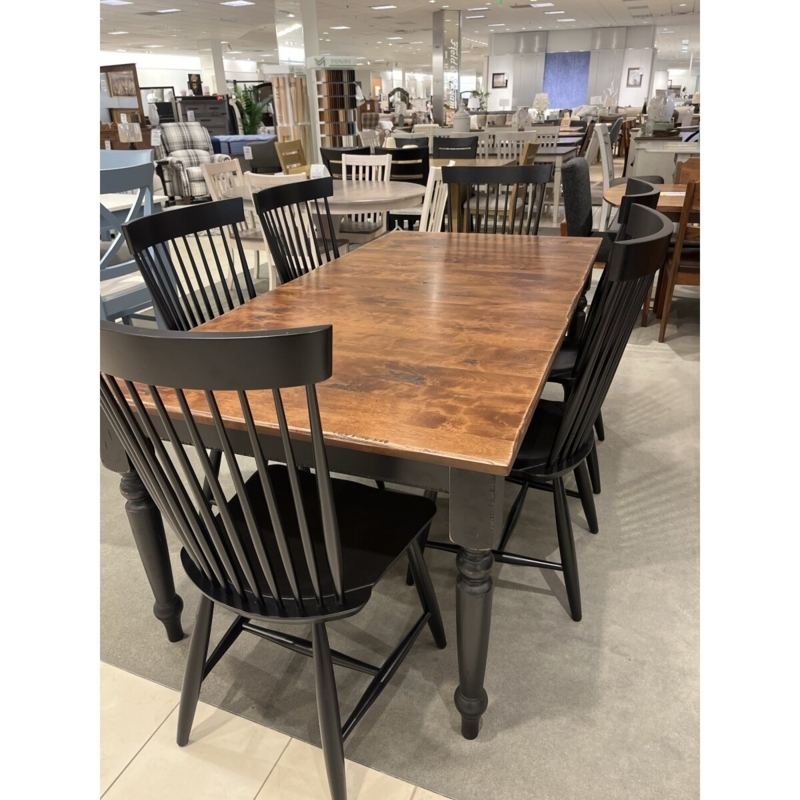 Dining Table Block Legs Spiced Wash Finish Chunky Thick Legs