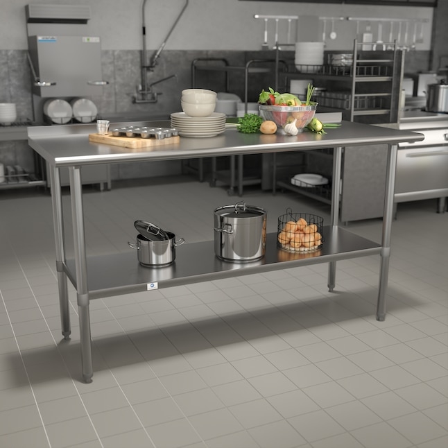 Dining Table brushed metal H-frame base industrial modern