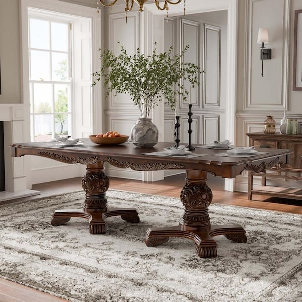 Dining Table Cherry Queen Anne Cabriole Legs Ornate Carvings