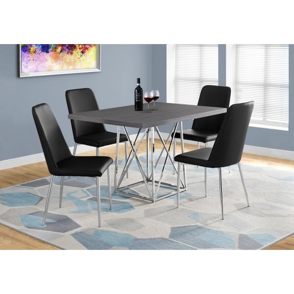 Dining Table Chrome Sled Base Grey Laminate Modern Rectangular