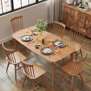 Dining Table Chunky Block Legs, Thick Tabletop, Farmhouse Style