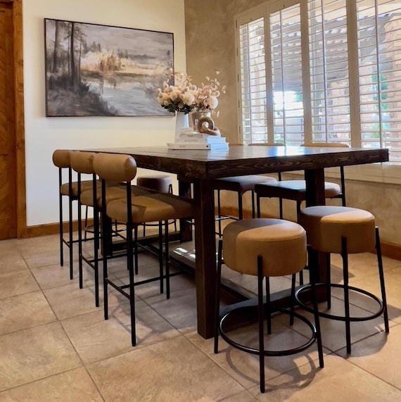 Dining Table Chunky Legs Reclaimed Appearance Espresso