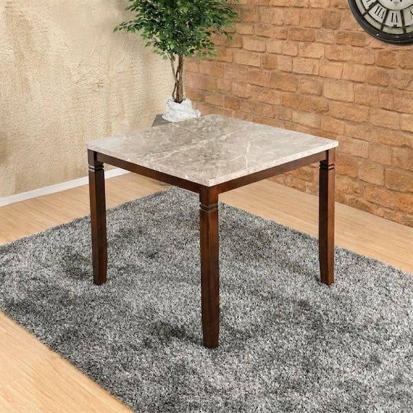 Dining Table Counter Height with Black Top and Cherry Legs