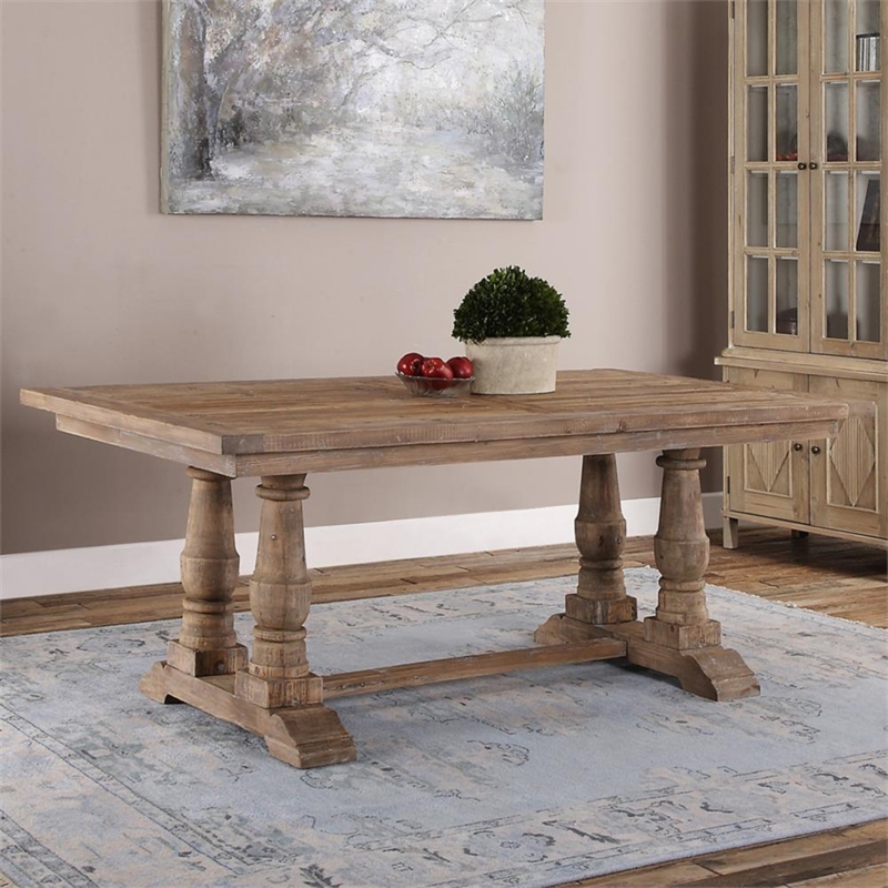 Dining Table Detail Reclaimed Fir Tactile Grain Grey Finish