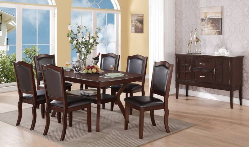 Dining Table Espresso Finish Pedestal Storage Base Functional Kitchen Table